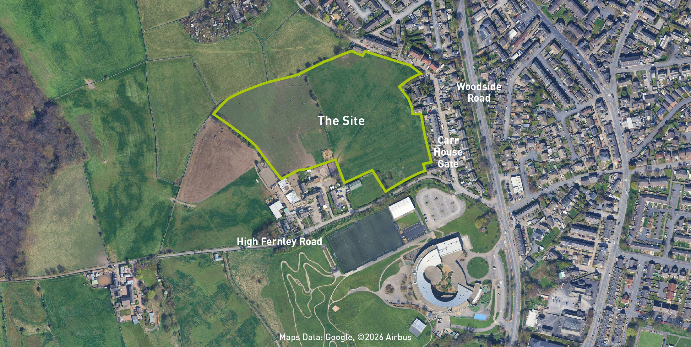 aerial photograph of the wider site