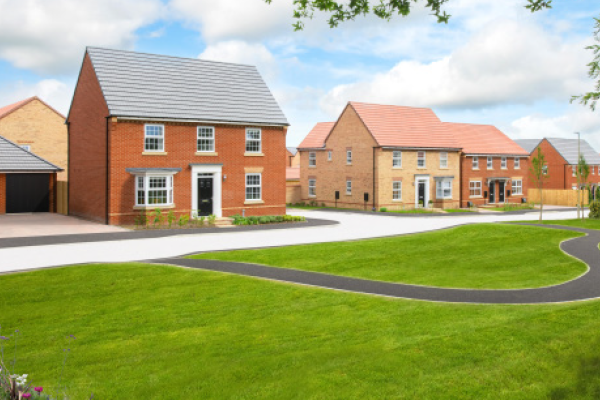 detached homes with green space and pathway